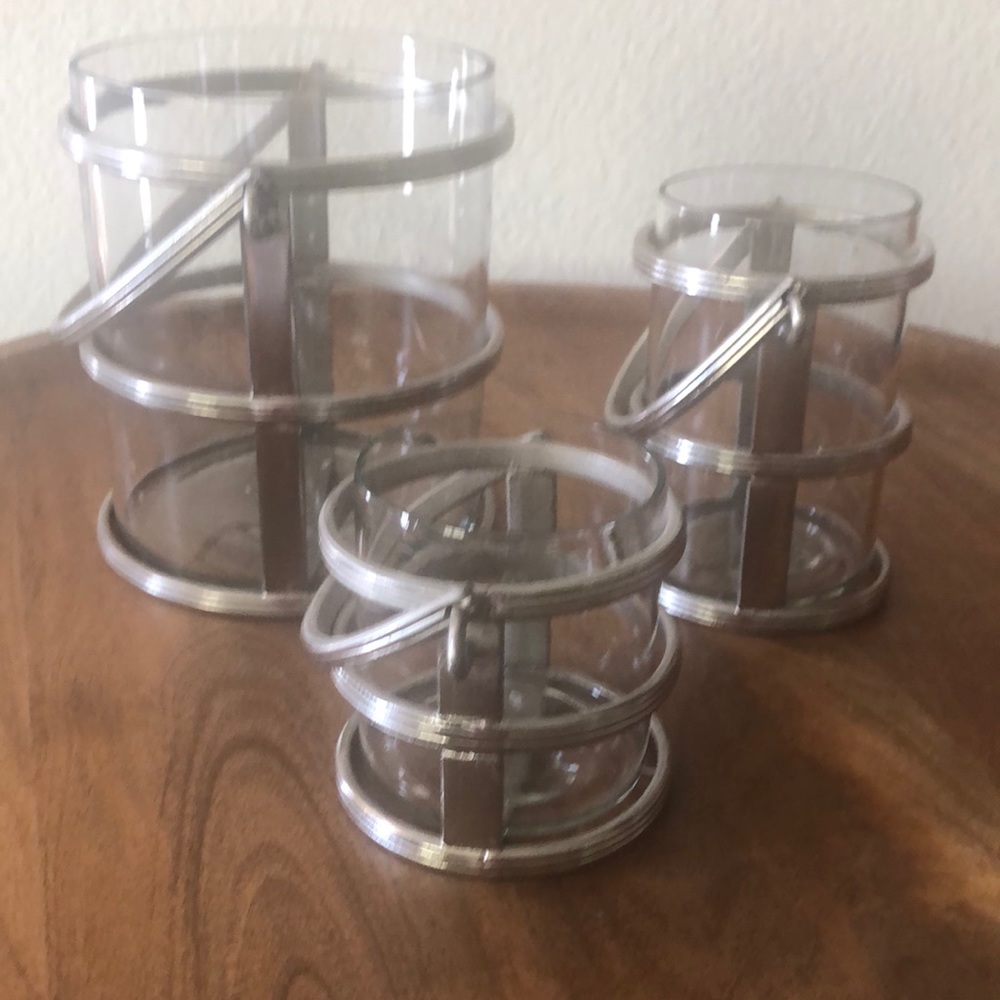 Silver and Glass Candle Holders